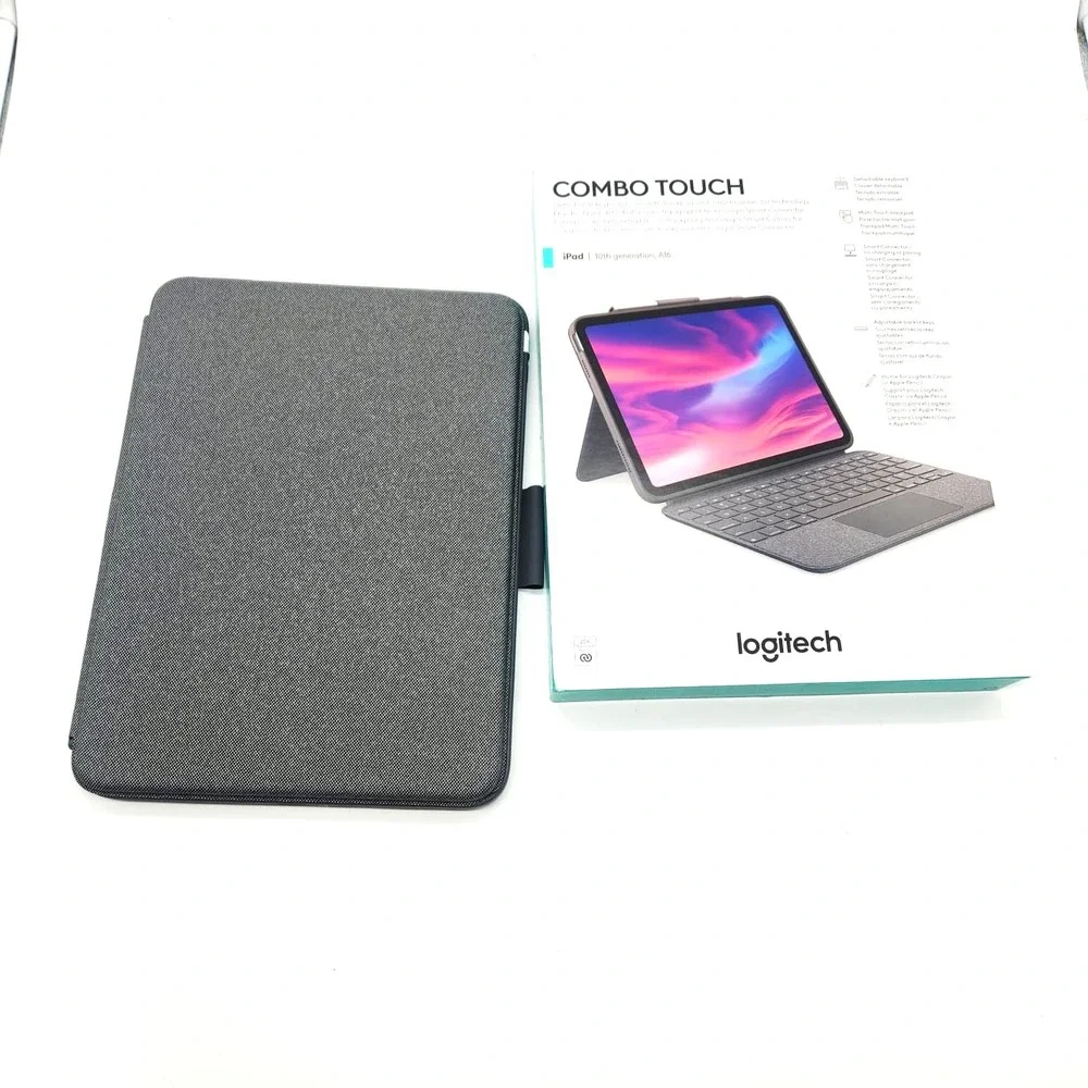 Logitech Combo Touch iPad 10th Gen Keyboard Case Backlit Trackpad Oxford Gray